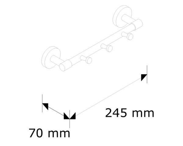 Drążek L200 mm z trzema zawieszkami Drążek L200 mm z trzema zawieszkami