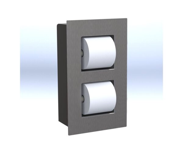 Wnękowy pojemnik na dwie małe rolki papieru toaletowego, MERIDA DRAGON, stal matowa Wnękowy pojemnik na dwie małe rolki papieru toaletowego, MERIDA DRAGON, stal matowa