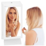 Pojemnik na ręczniki składane z lustrem ze stali SuperMirror „2w1" MERIDA STELLA SLIM WHITE LINE MEGA COMBO, biały