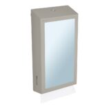 Pojemnik na ręczniki składane z lustrem ze stali SuperMirror „2w1" MERIDA STELLA SLIM STONE GREY LINE MEGA COMBO, szary kamienny