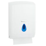 Pojemnik na ręczniki składane MERIDA TOP MAXI, tworzywo ABS, biały, okienko niebieskie