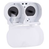 Pojemnik na dwie rolki papieru toaletowego bez gilzy MERIDA HARMONY, tworzywo, biały transparentny