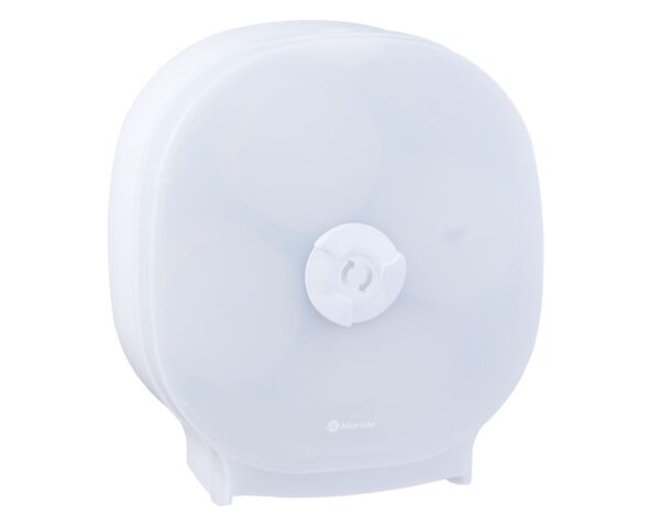 Pojemnik na cztery rolki na cztery rolki papieru toaletowego bez gilzy MERIDA HARMONY, tworzywo, biały transparentny Pojemnik na cztery rolki na cztery rolki papieru toaletowego bez gilzy MERIDA HARMONY, tworzywo, biały transparentny