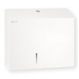 Pojemnik na papier toaletowy MERIDA STELLA DUO WHITE LINE z uchwytem na resztkę rolki papieru, średnica papieru do 20 cm, biały