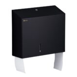 Pojemnik na papier toaletowy MERIDA STELLA DUO BLACK LINE z uchwytem na resztkę rolki papieru, średnica papieru do 20 cm, czarny