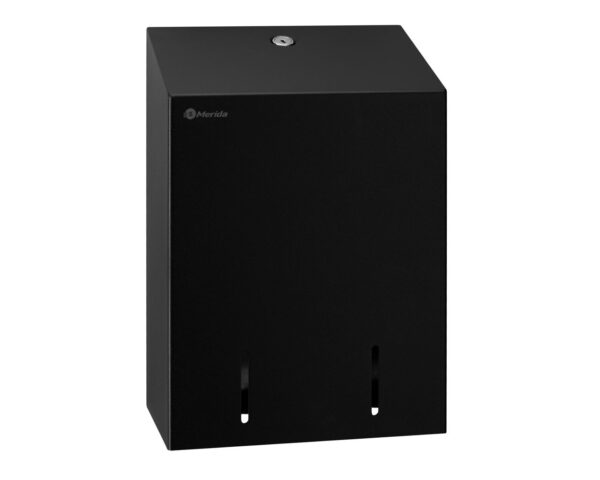 Pojemnik na papier toaletowy w listkach MERIDA STELLA BLACK LINE, pojemność do 900 szt., czarny Pojemnik na papier toaletowy w listkach MERIDA STELLA BLACK LINE, pojemność do 900 szt., czarny