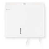 Pojemnik na papier toaletowy MERIDA STELLA DUO WHITE LINE z uchwytem na resztkę rolki papieru, średnica papieru do 20 cm, biały