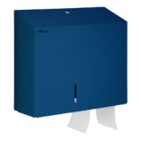 Pojemnik na papier toaletowy MERIDA STELLA DUO BLUE LINE z uchwytem na resztkę rolki papieru, średnica papieru do 20 cm, niebieski