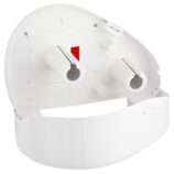 Pojemnik na papier toaletowy MERIDA TOP DUO z uchwytem na resztkę rolki, tworzywo ABS, biały, okienko szare