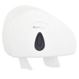 Pojemnik na papier toaletowy MERIDA TOP DUO z uchwytem na resztkę rolki, tworzywo ABS, biały, okienko szare