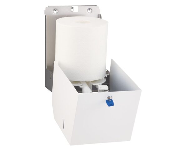 Pojemnik na ręczniki papierowe w rolach MERIDA STELLA WHITE LINE MAXI, biały Pojemnik na ręczniki papierowe w rolach MERIDA STELLA WHITE LINE MAXI, biały