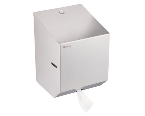 Pojemnik na ręczniki papierowe w rolach lub papier toaletowy w systemie listkowym MERIDA STELLA MINI, stal matowa Pojemnik na ręczniki papierowe w rolach lub papier toaletowy w systemie listkowym MERIDA STELLA MINI, stal matowa