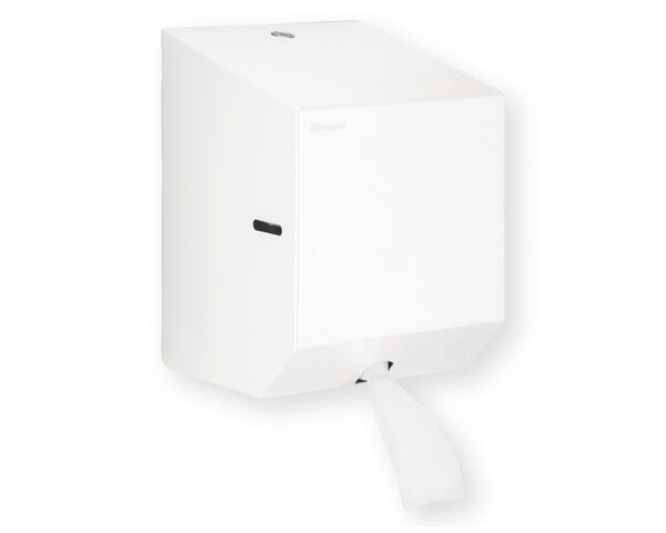 Pojemnik na ręczniki papierowe w rolach lub papier toaletowy w systemie listkowym MERIDA STELLA WHITE LINE MINI, biały Pojemnik na ręczniki papierowe w rolach lub papier toaletowy w systemie listkowym MERIDA STELLA WHITE LINE MINI, biały