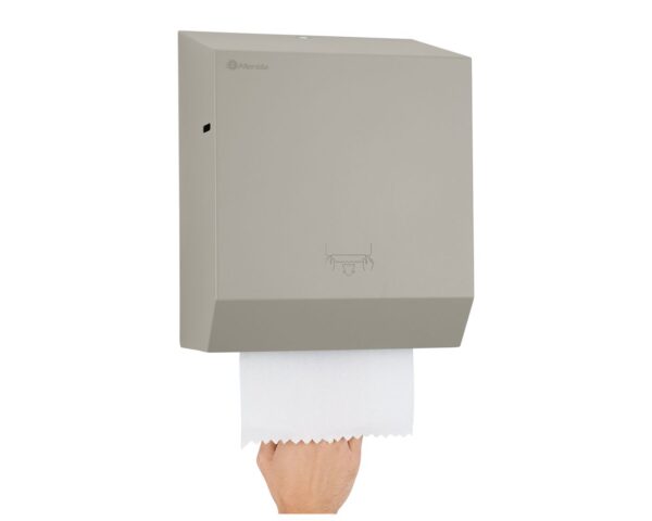 Mechaniczny podajnik ręczników papierowych w rolach MERIDA STELLA STONE GREY LINE, szary kamienny Mechaniczny podajnik ręczników papierowych w rolach MERIDA STELLA STONE GREY LINE, szary kamienny