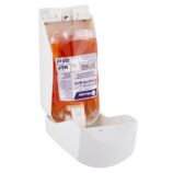 Dozownik mydła w płynie lub kremu do rąk MERIDA TOP MAXI na jednorazowe wkłady 880 ml, tworzywo ABS, biały, okienko niebieskie