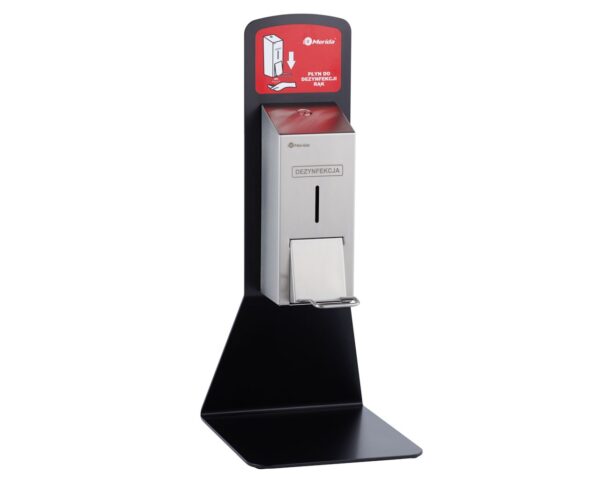 Stojak do dezynfekcji rąk blatowy z dozownikiem z przyciskiem łokciowym MERIDA STELLA Stojak do dezynfekcji rąk blatowy z dozownikiem z przyciskiem łokciowym MERIDA STELLA