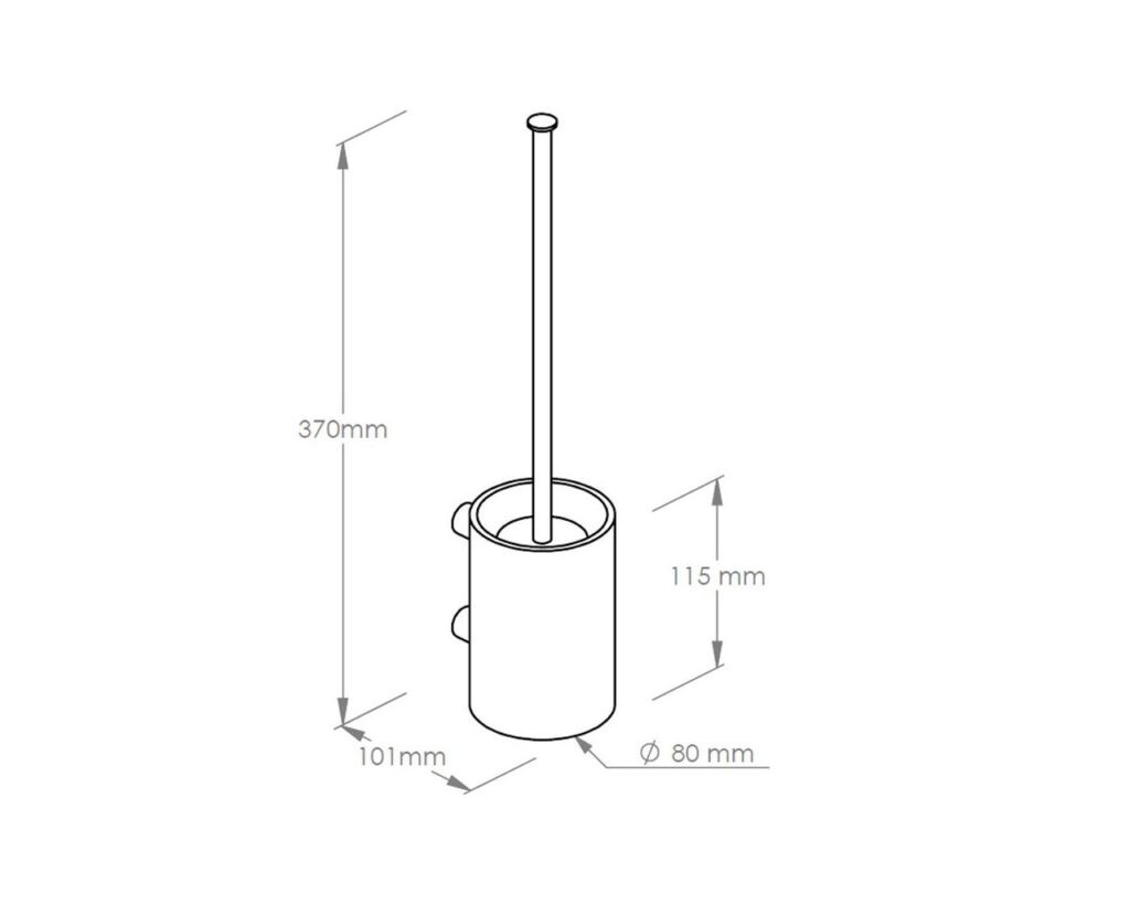 Szczotka do WC z uchwytem mocowanym do ściany, tuba krótka, MERIDA STELLA WHITE LINE, biały