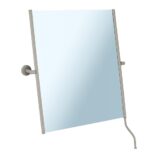 Lustro uchylne w oprawie szarej kamiennej matowej z uchwytem ułatwiającym regulację kąta nachylenia MERIDA STELLA STONE GREY LINE, 50 x 60 cm