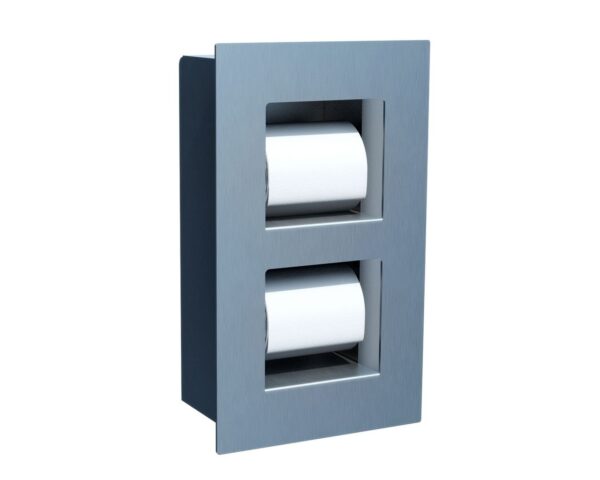Wnękowy pojemnik na dwie małe rolki papieru toaletowego, MERIDA DRAGON, stal matowa