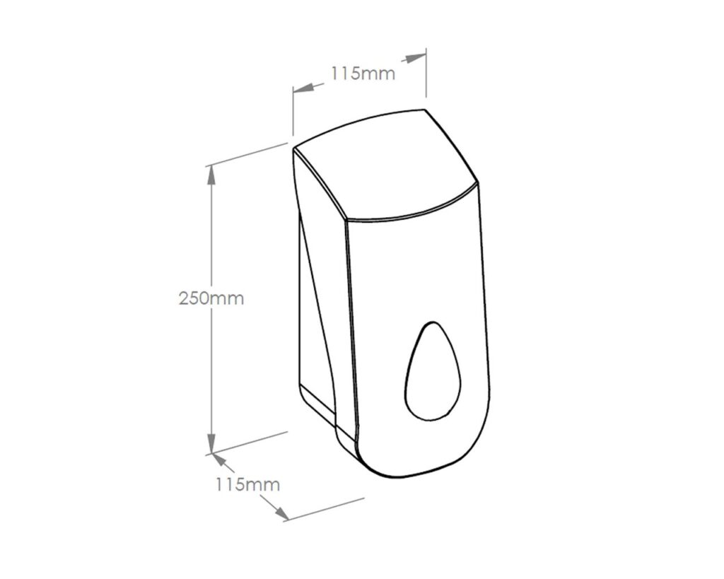 Dozownik mydła w płynie lub kremu do rąk MERIDA TOP MAXI na jednorazowe wkłady 880 ml, tworzywo ABS, biały, okienko niebieskie