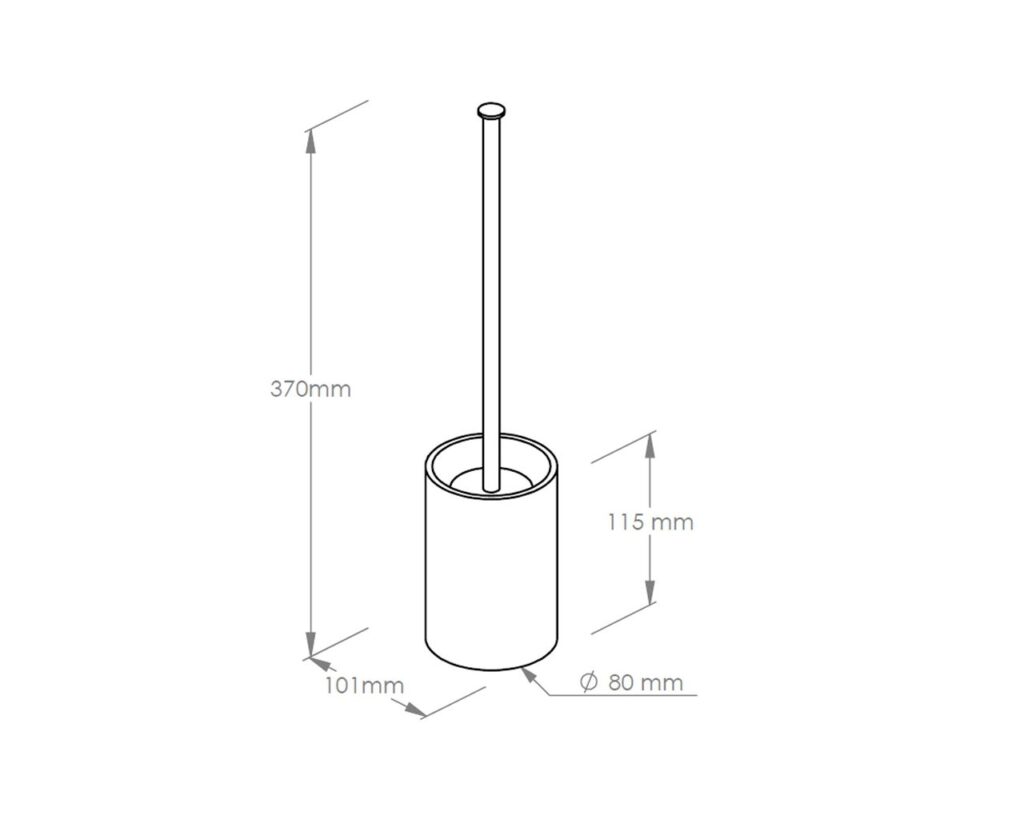 Szczotka do WC z uchwytem stawianym, tuba krótka, stal matowa