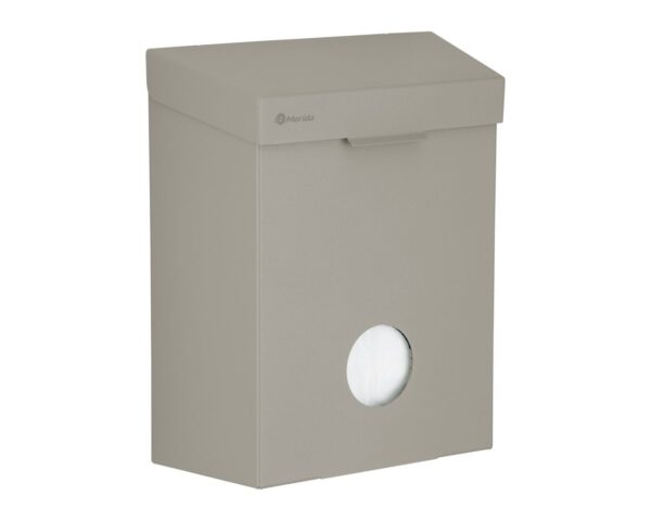 Kosz do damskich toalet MERIDA STELLA STONE GREY LINE z pojemnikiem na torebki higieniczne, pojemność 4,4 l, szary kamienny Kosz do damskich toalet MERIDA STELLA STONE GREY LINE z pojemnikiem na torebki higieniczne, pojemność 4,4 l, szary kamienny