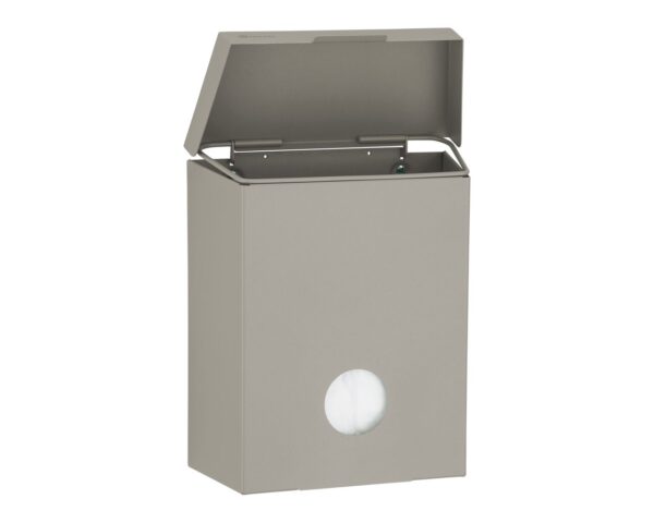 Kosz do damskich toalet MERIDA STELLA STONE GREY LINE z pojemnikiem na torebki higieniczne, pojemność 4,4 l, szary kamienny Kosz do damskich toalet MERIDA STELLA STONE GREY LINE z pojemnikiem na torebki higieniczne, pojemność 4,4 l, szary kamienny