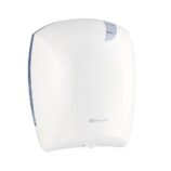 Pojemnik na papier toaletowy w listkach CENTER PULL biały za 75 zł netto przy zakupie 2 opakowań papieru MERIDA OPTIMUM POB702