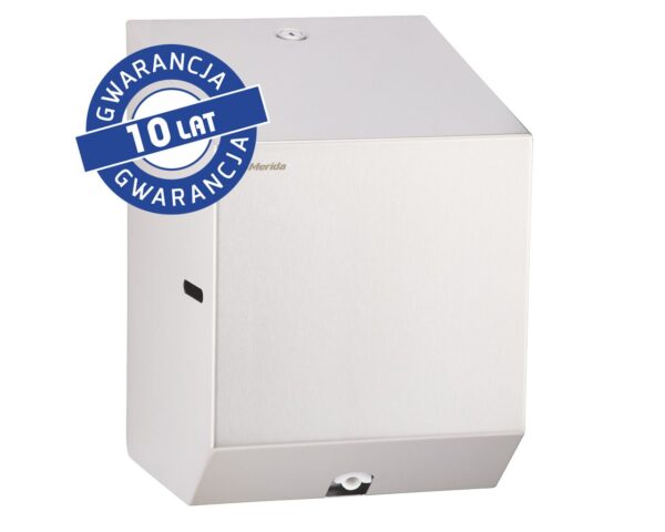 Pojemnik na ręczniki papierowe w rolach lub papier toaletowy w systemie listkowym MERIDA STELLA MINI, stal polerowana