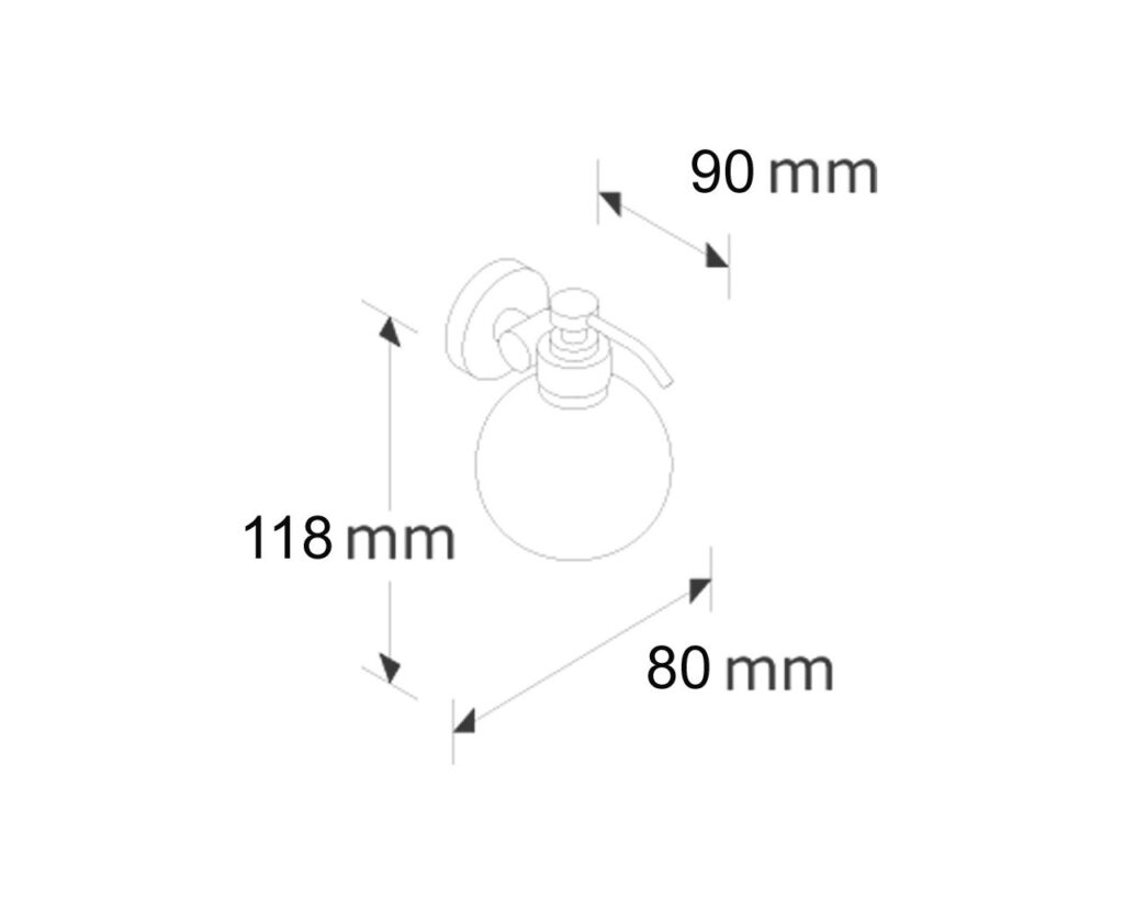 Dozownik mydła z pojemnikiem w kształcie kuli stojący MERIDA STELLA BLACK LINE, pojemność zbiornika 150 ml, czarny