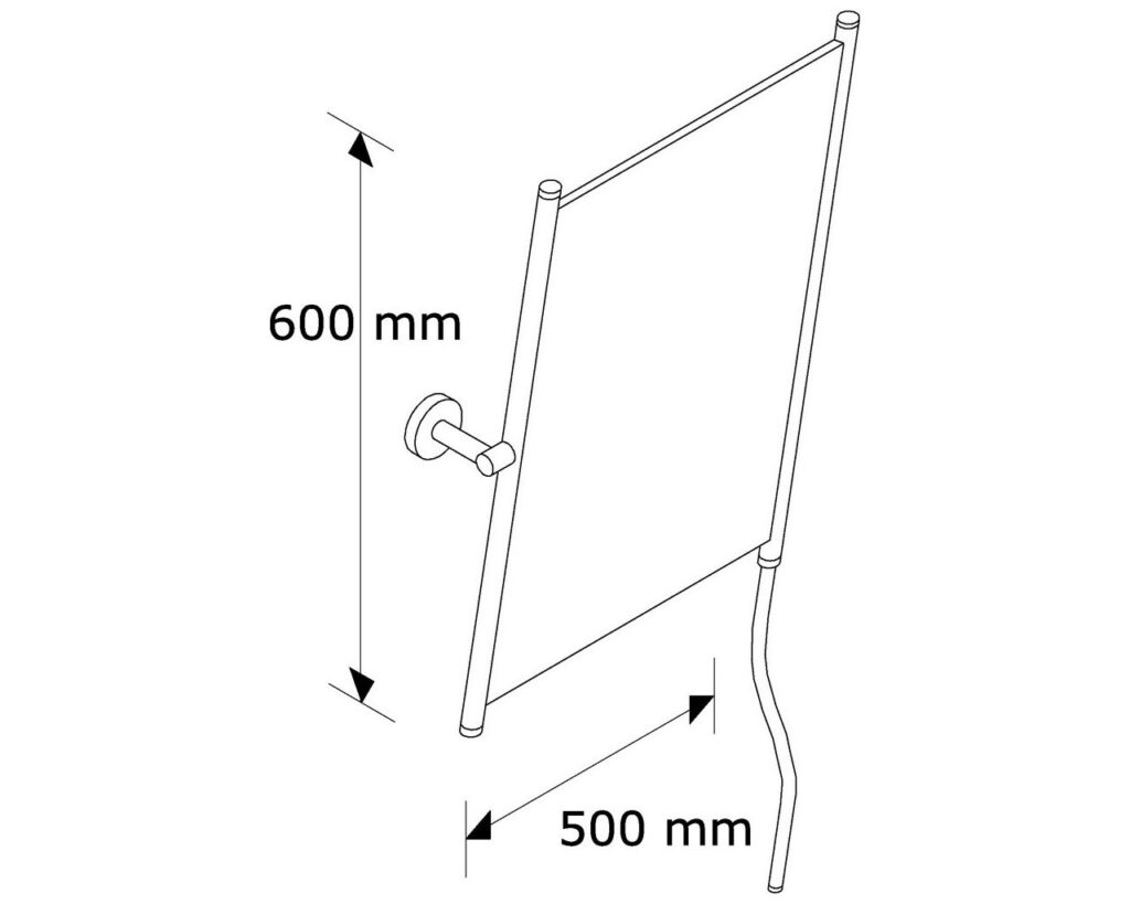 Lustro uchylne w oprawie czarnej matowej z uchwytem ułatwiającym regulację kąta nachylenia MERIDA STELLA BLACK LINE, 50 x 60 cm