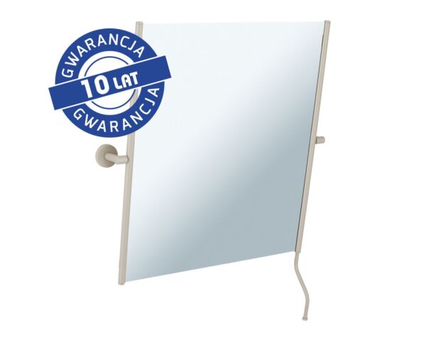 Lustro uchylne w oprawie szarej jedwabistej matowej z uchwytem ułatwiającym regulację kąta nachylenia MERIDA STELLA SILK GREY LINE, 50 x 60 cm