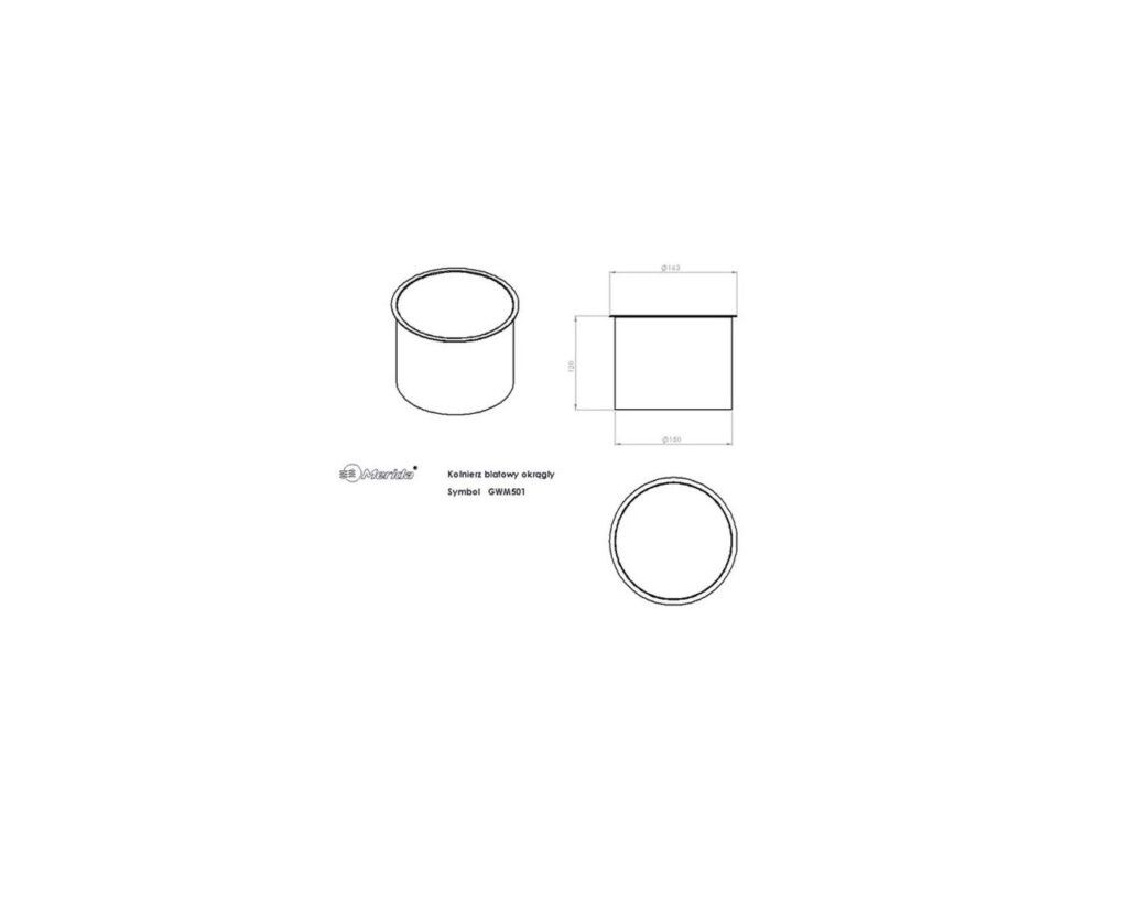 Kołnierz kosza nablatowy okrągły MERIDA STELLA STONE GREY LINE, szary kamienny