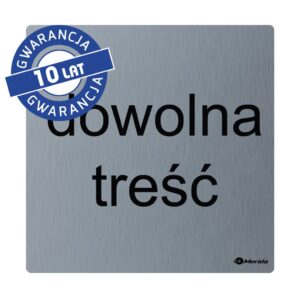 Piktogram - znak/napis spersonalizowany wym. 95 x 95 x 2 mm, stal matowa