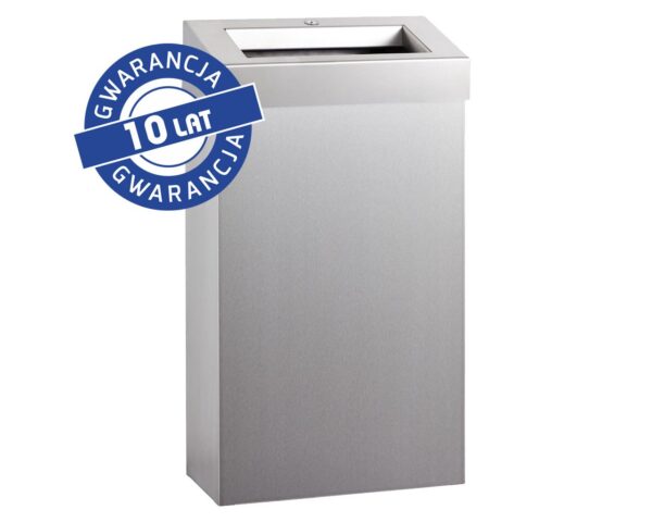 Kosz na odpady otwarty MERIDA STELLA SLIM, pojemność 27 l, stal polerowana