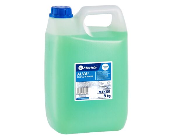 Mydło w płynie MERIDA ALVA zielone, kanister 5 kg, zapach cytrusowy