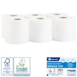 Papier toaletowy MERIDA TOP, biały, średnica 19 cm, długość 120 m, dwuwarstwowy, zgrzewka 12 szt., ECOLABEL