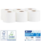 Papier toaletowy MERIDA TOP CENTER PULL, biały, średnica 17 cm, długość 120 m, dwuwarstwowy, zgrzewka 6 szt., ECOLABEL