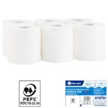 Ręczniki papierowe w roli MERIDA TOP CENTER PULL MAXI, białe, średnica 18 cm, długość 161,5 m, dwuwarstwowe, zgrzewka 6 rolek