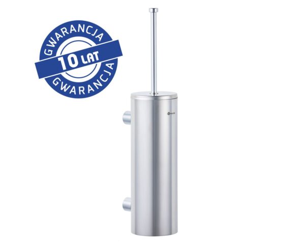 Szczotka do WC z uchwytem mocowanym do ściany, tuba z przykrywką, stal polerowana