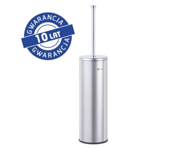 Szczotka do WC z uchwytem stawianym, tuba stojąca z przykrywką, stal polerowana