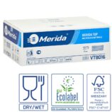 Ręczniki papierowe MERIDA TOP, białe, dwuwarstwowe, 3200 szt., ECOLABEL