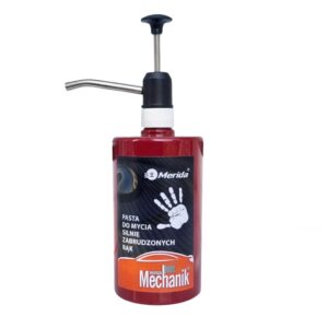 Pasta do mycia silnie zabrudzonych rąk MERIDA MECHANIK, rubinowa butelka z pompką, 500 g