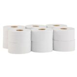 Papier toaletowy MERIDA CLASSIC, biały, średnica 19 cm, długość 220 m, jednowarstwowy, zgrzewka 12 szt., ECOLABEL