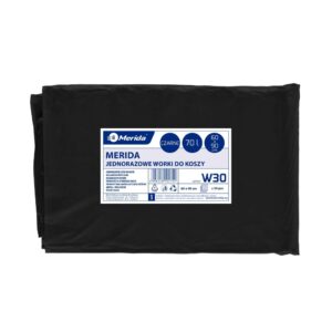 Worki na śmieci MERIDA, 60 x 90 cm, pojemność 70 l, paczka 50 szt., czarne, LDPE