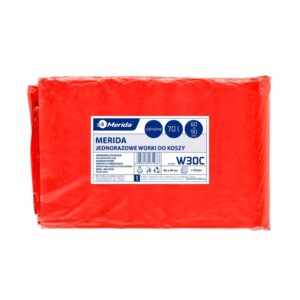 Worki na odpady medyczne MERIDA, 60 x 90 cm, pojemność 70 l, paczka 50 szt., CZERWONE, LDPE