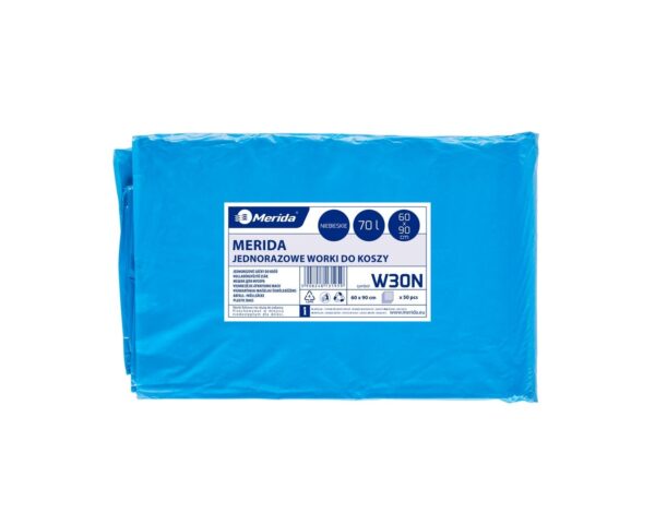 Worki na śmieci 70 l, MERIDA CLASSIC, niebieskie, 60x90 cm, paczka 50 szt.