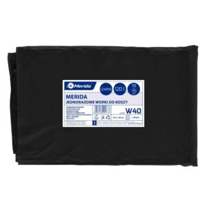 Worki na śmieci MERIDA, 70 x 110 cm, pojemność 120 l, paczka 50 szt., CZARNE, LDPE
