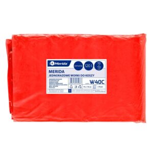 Worki na odpady medyczne MERIDA, 70 x 110 cm, pojemność 120 l, paczka 50 szt., CZERWONE, LDPE