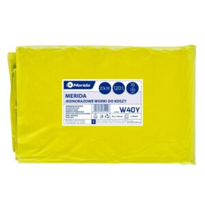 Worki na śmieci MERIDA, 70 x 110 cm, pojemność 120 l, paczka 50 szt., ŻÓŁTE, LDPE